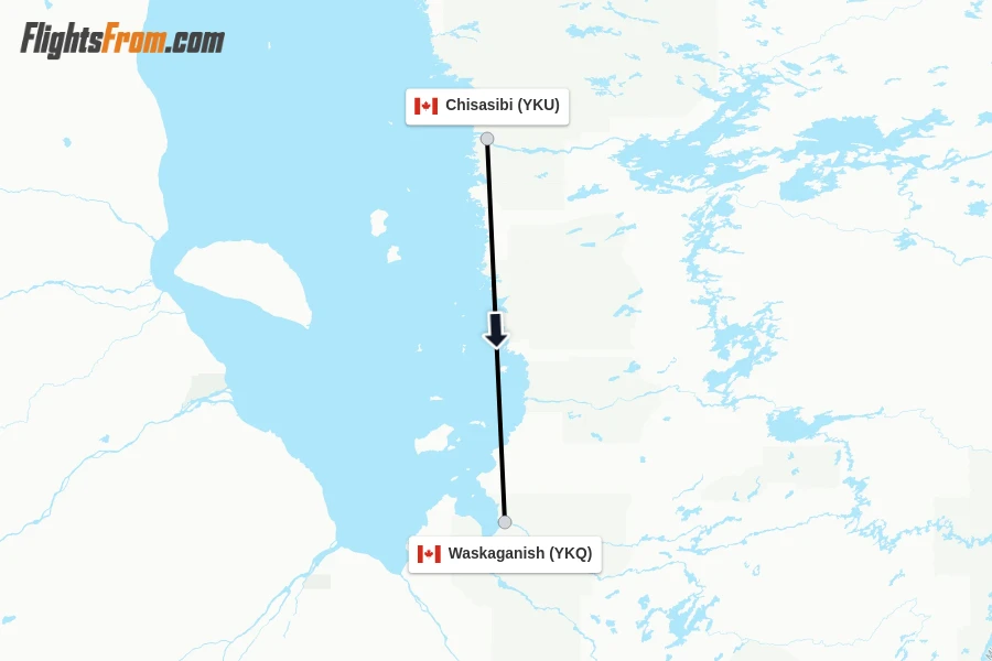 Flights from Chisasibi to Waskaganish route map