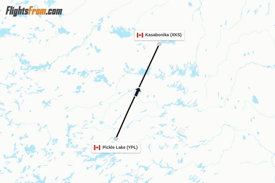 Flights from Pickle Lake to Kasabonika route map