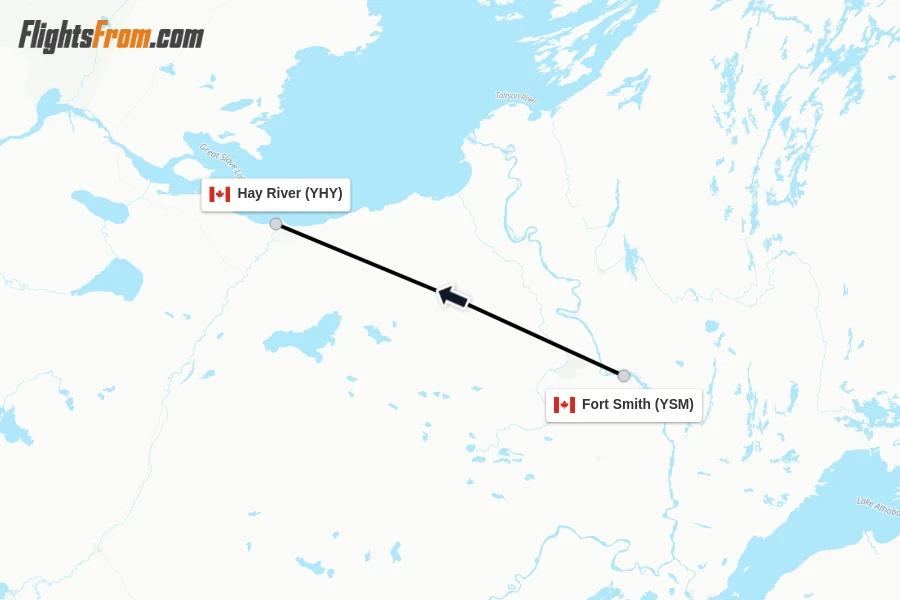 Flights from Fort Smith to Hay River route map