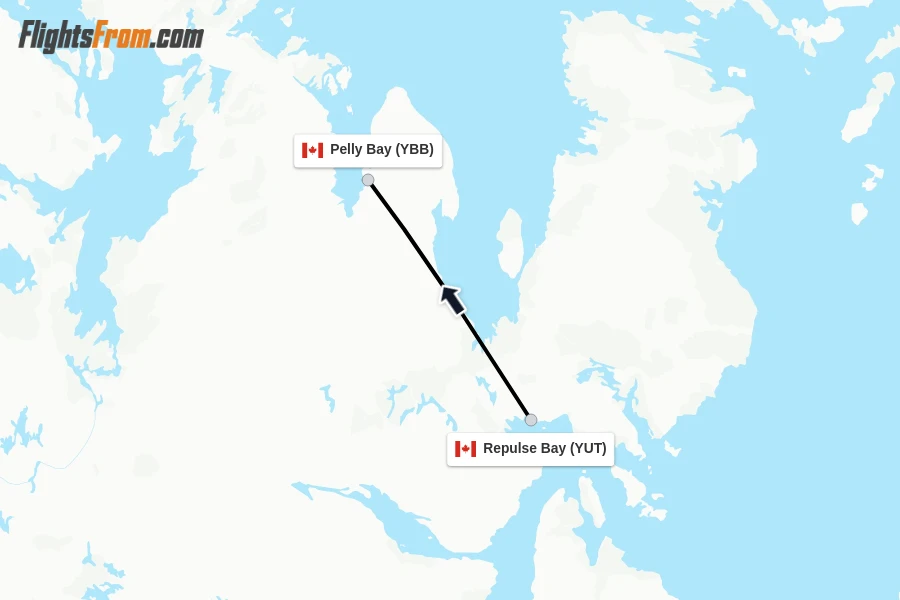 Flights from Repulse Bay to Pelly Bay route map