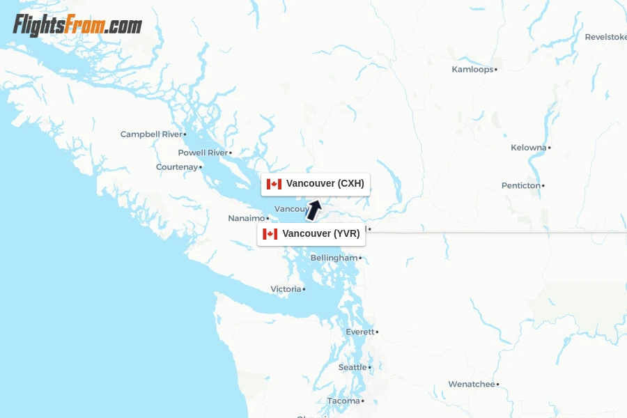 Flights from Vancouver to Vancouver route map