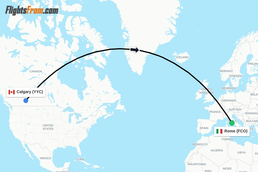 Direct (non-stop) flights from Calgary to Rome - schedules ...
