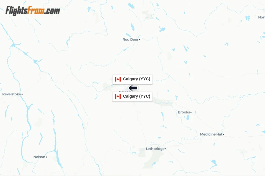 Flights from Calgary to Calgary route map