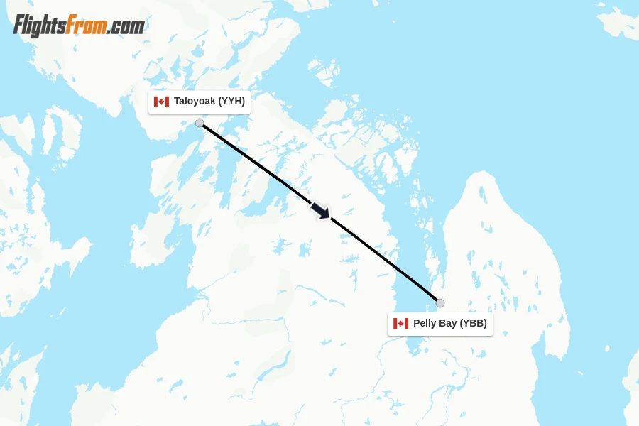 Flights from Taloyoak to Pelly Bay route map