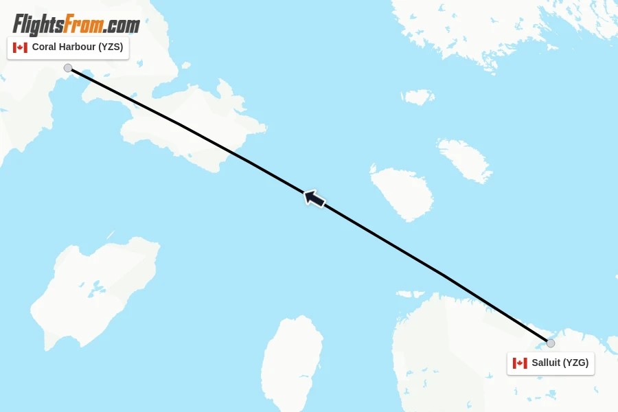 Flights from Salluit to Coral Harbour route map