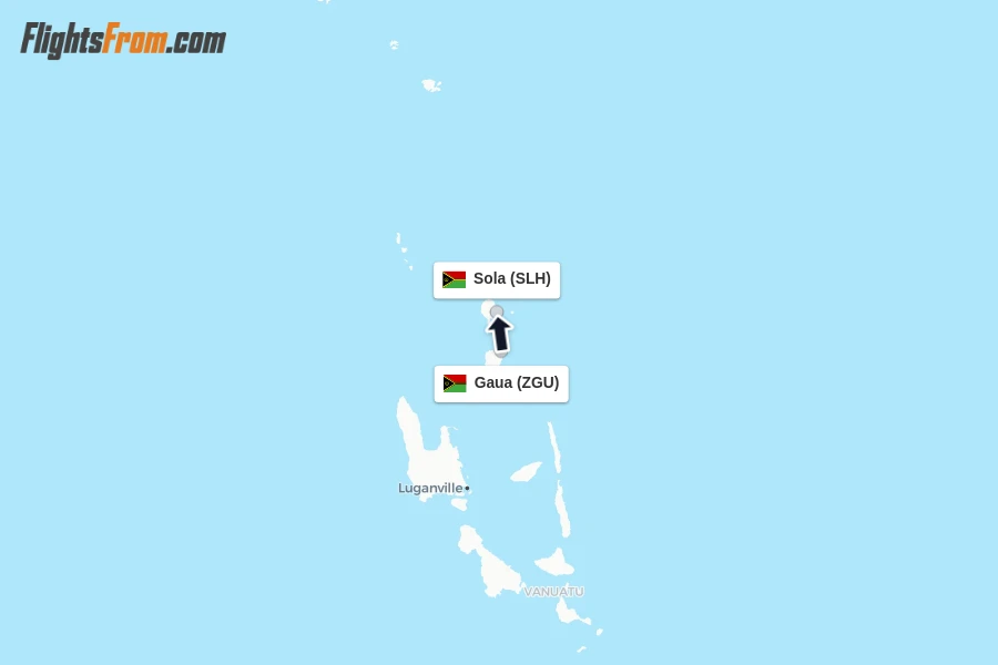 Flights from Gaua to Sola route map