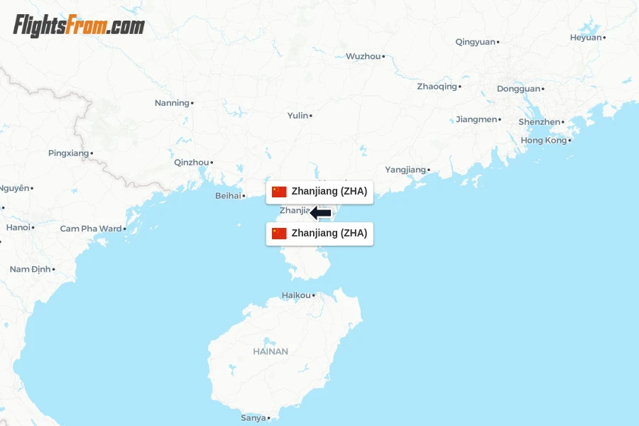 Flights from Zhanjiang to Zhanjiang route map